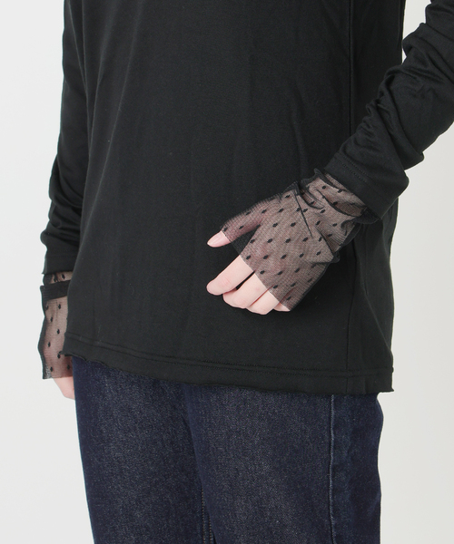 SLOBE IENA(スローブイエナ)の「レイヤードジャガードドットスリーブロンTEE(Tシャツ/カットソー・レディース・ネイビー/ブラック/ホワイト・FREE)」の9枚目の写真