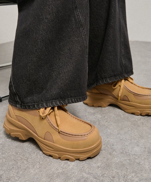 Alfred Alex（アルフレッドアレックス）の「【Alfred Alex】Chunky High-Sole Moccasin Shoes / ハイソール 厚底 モカシンスニーカー（スニーカー・メンズ・ブラック/ベージュ・S/M/L）」の7枚目の写真