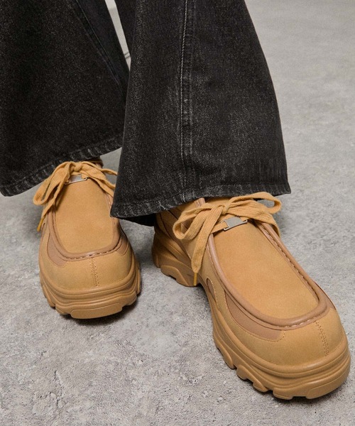 Alfred Alex（アルフレッドアレックス）の「【Alfred Alex】Chunky High-Sole Moccasin Shoes / ハイソール 厚底 モカシンスニーカー（スニーカー・メンズ・ブラック/ベージュ・S/M/L）」の11枚目の写真