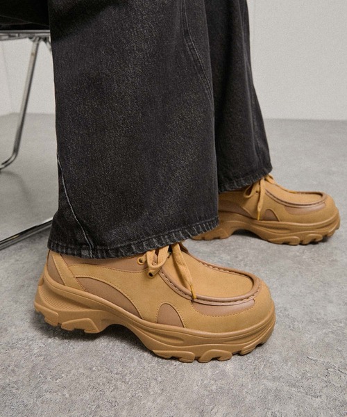Alfred Alex（アルフレッドアレックス）の「【Alfred Alex】Chunky High-Sole Moccasin Shoes / ハイソール 厚底 モカシンスニーカー（スニーカー・メンズ・ブラック/ベージュ・S/M/L）」の12枚目の写真