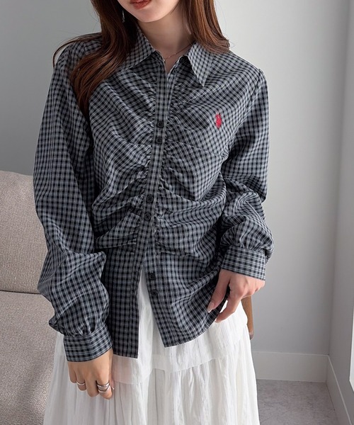 U.S. POLO ASSN.(ユーエスポロアッスン)の「RANAN/solleim別注【U.S.POLO ASSN.】シャーリングロングスリーブシャツ(シャツ/ブラウス・レディース・ブラック系その他/ブルー/ブラウン系その他・M/LL/L)」の9枚目の写真