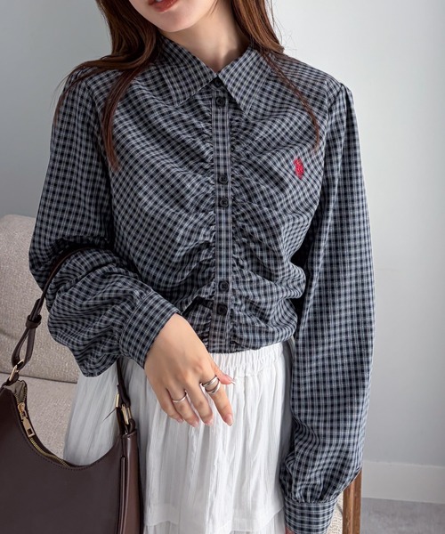 U.S. POLO ASSN.(ユーエスポロアッスン)の「RANAN/solleim別注【U.S.POLO ASSN.】シャーリングロングスリーブシャツ(シャツ/ブラウス・レディース・ブラック系その他/ブルー/ブラウン系その他・M/LL/L)」の10枚目の写真