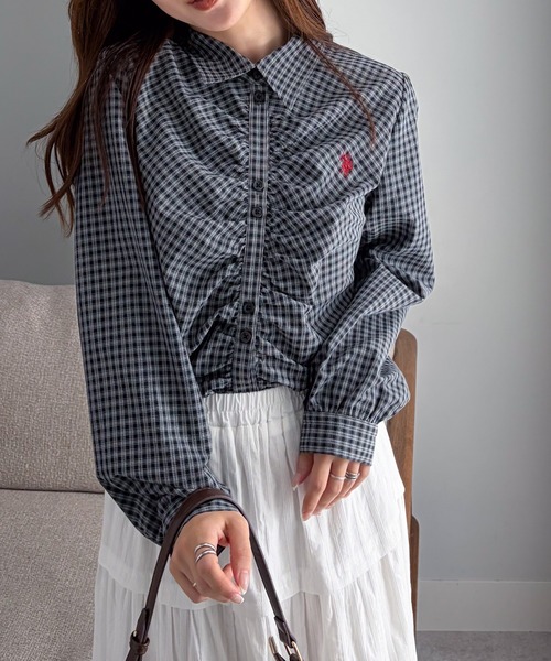 U.S. POLO ASSN.(ユーエスポロアッスン)の「RANAN/solleim別注【U.S.POLO ASSN.】シャーリングロングスリーブシャツ(シャツ/ブラウス・レディース・ブラック系その他/ブルー/ブラウン系その他・M/LL/L)」の11枚目の写真