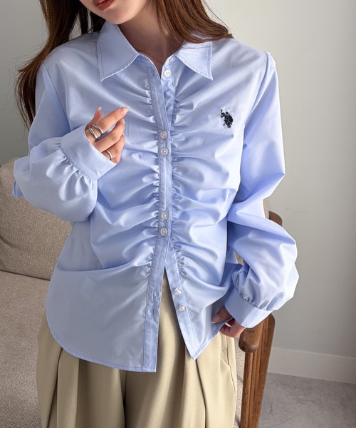 U.S. POLO ASSN.(ユーエスポロアッスン)の「RANAN/solleim別注【U.S.POLO ASSN.】シャーリングロングスリーブシャツ(シャツ/ブラウス・レディース・ブラック系その他/ブルー/ブラウン系その他・M/LL/L)」の13枚目の写真