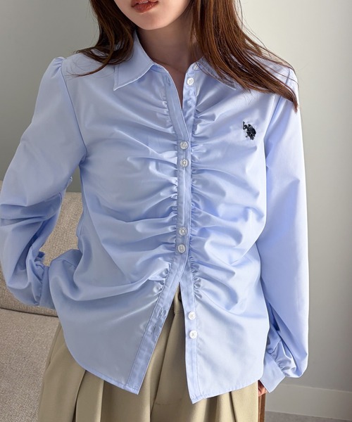 U.S. POLO ASSN.(ユーエスポロアッスン)の「RANAN/solleim別注【U.S.POLO ASSN.】シャーリングロングスリーブシャツ(シャツ/ブラウス・レディース・ブラック系その他/ブルー/ブラウン系その他・M/LL/L)」の15枚目の写真