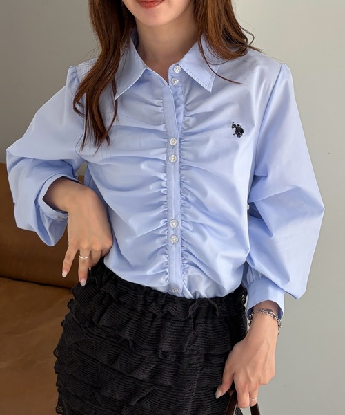 U.S. POLO ASSN.(ユーエスポロアッスン)の「RANAN/solleim別注【U.S.POLO ASSN.】シャーリングロングスリーブシャツ(シャツ/ブラウス・レディース・ブラック系その他/ブルー/ブラウン系その他・M/LL/L)」の19枚目の写真
