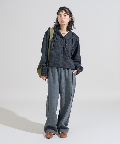 FREAK'S STORE（フリークスストア）の「Foxfire × FREAK'S STORE/フォックスファイヤー 別注 フード付き ネルシャツ（シャツ/ブラウス・レディース・ブラウン/ネイビー/グリーン・ﾌﾘ-）」の14枚目の写真