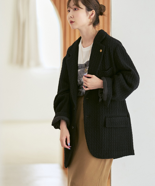 Couture d'adam(クチュールドアダム)の「《NOBLE別注》COUTURE D'ADAM BIG JK Single/Italian Tweed(テーラードジャケット・レディース・ブラック/ブラウン・36/38)」の3枚目の写真
