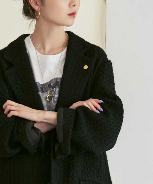 Couture d'adam(クチュールドアダム)の「《NOBLE別注》COUTURE D'ADAM BIG JK Single/Italian Tweed(テーラードジャケット・レディース・ブラック/ブラウン・36/38)」の4枚目の写真