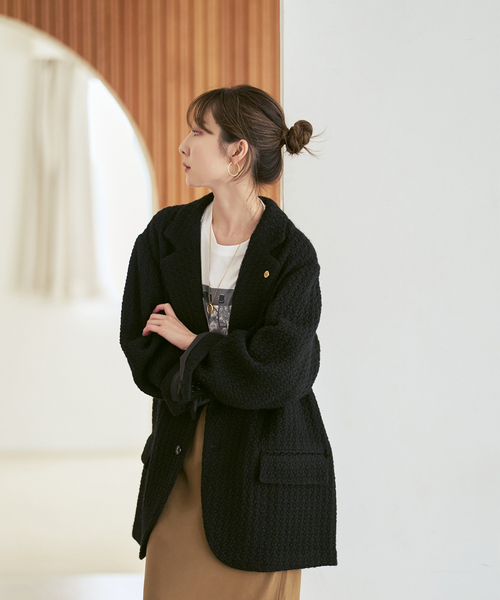 Couture d'adam(クチュールドアダム)の「《NOBLE別注》COUTURE D'ADAM BIG JK Single/Italian Tweed(テーラードジャケット・レディース・ブラック/ブラウン・36/38)」の5枚目の写真