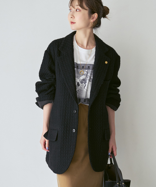 Couture d'adam(クチュールドアダム)の「《NOBLE別注》COUTURE D'ADAM BIG JK Single/Italian Tweed(テーラードジャケット・レディース・ブラック/ブラウン・36/38)」の8枚目の写真