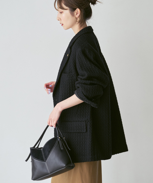 Couture d'adam(クチュールドアダム)の「《NOBLE別注》COUTURE D'ADAM BIG JK Single/Italian Tweed(テーラードジャケット・レディース・ブラック/ブラウン・36/38)」の9枚目の写真