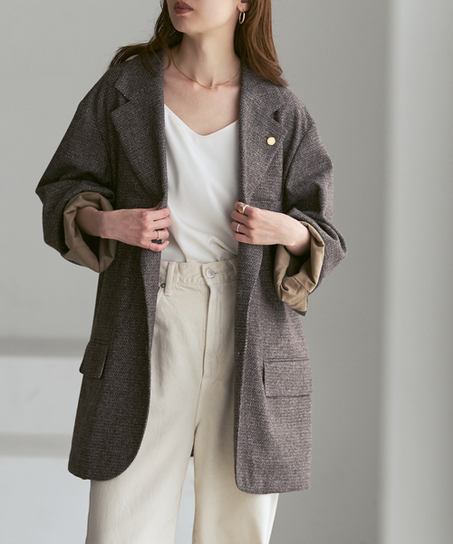 Couture d'adam(クチュールドアダム)の「《NOBLE別注》COUTURE D'ADAM BIG JK Single/Italian Tweed(テーラードジャケット・レディース・ブラック/ブラウン・36/38)」の14枚目の写真