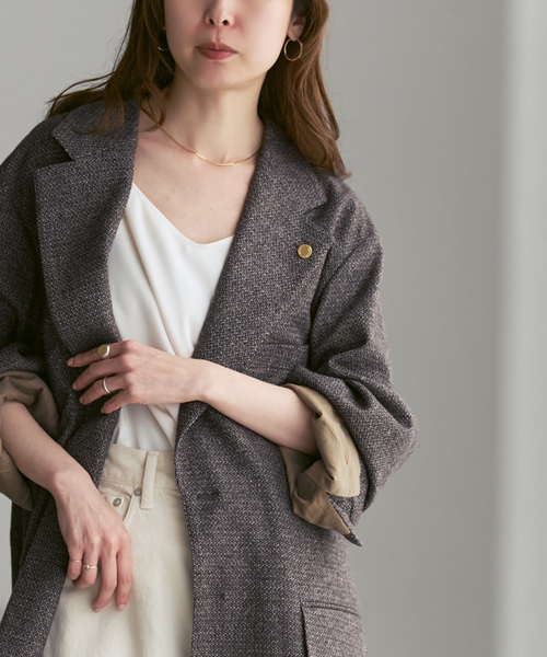 Couture d'adam(クチュールドアダム)の「《NOBLE別注》COUTURE D'ADAM BIG JK Single/Italian Tweed(テーラードジャケット・レディース・ブラック/ブラウン・36/38)」の15枚目の写真