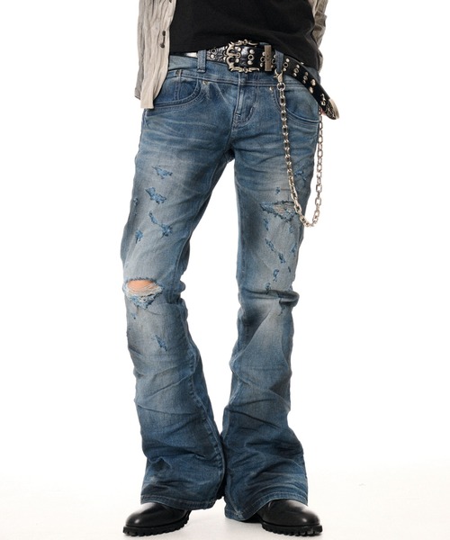 FUGA(フーガ)の「『FUGA/フーガ』2002 × FUGA Cross Flare Denim Pants(デニムパンツ・メンズ・ブルー/ブラック・S/M/L)」の2枚目の写真