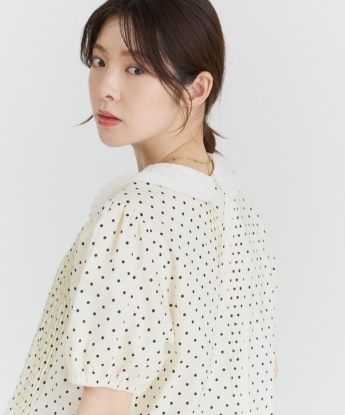 MISCH MASCH(ミッシュマッシュ)の「2026春夏新作 ドット柄カラーペプラムブラウス(シャツ/ブラウス・レディース・アイボリー・フリ-)」の6枚目の写真