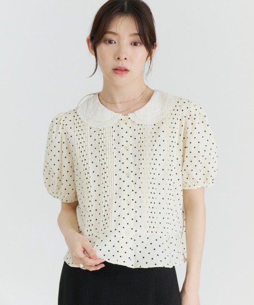 MISCH MASCH(ミッシュマッシュ)の「2026春夏新作 ドット柄カラーペプラムブラウス(シャツ/ブラウス・レディース・アイボリー・フリ-)」の4枚目の写真