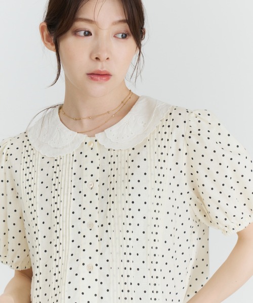 MISCH MASCH(ミッシュマッシュ)の「2026春夏新作 ドット柄カラーペプラムブラウス(シャツ/ブラウス・レディース・アイボリー・フリ-)」の7枚目の写真
