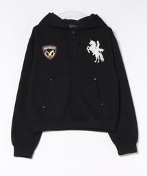 【NYS】裏起毛 ビッグポニー エンブレム刺繍 ヘンリーネック パーカー 長袖