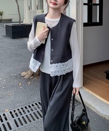 ノースリーブトップワイドパンツセットアップ