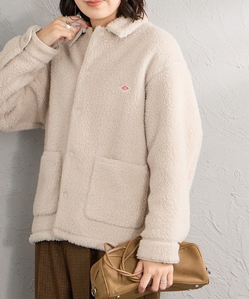 DANTON（ダントン）の「【WEB先行予約】[DANTON/ダントン] ボアフリース カバーオールジャケット（カバーオール・レディース・ベージュ/ブラック・S/M）」の2枚目の写真
