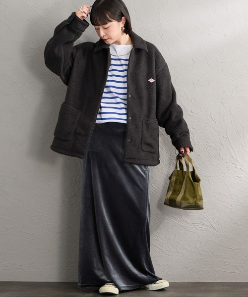 DANTON（ダントン）の「【WEB先行予約】[DANTON/ダントン] ボアフリース カバーオールジャケット（カバーオール・レディース・ベージュ/ブラック・S/M）」の3枚目の写真
