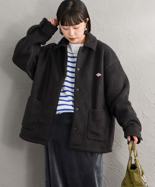 DANTON（ダントン）の「【WEB先行予約】[DANTON/ダントン] ボアフリース カバーオールジャケット（カバーオール・レディース・ベージュ/ブラック・S/M）」の6枚目の写真