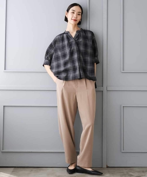 MICHEL KLEIN（ミッシェル・クラン）の「[セットアップ対応]シアーチェックフレアブラウス（シャツ/ブラウス・レディース・ブラック・38）」の18枚目の写真