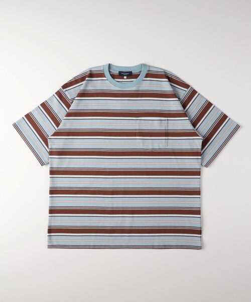 Right-on(ライトオン)の「マルチボーダークルーネックTシャツ(Tシャツ/カットソー・メンズ・チャコール/ブルー系7/ライトグレー系2・04/05)」の4枚目の写真