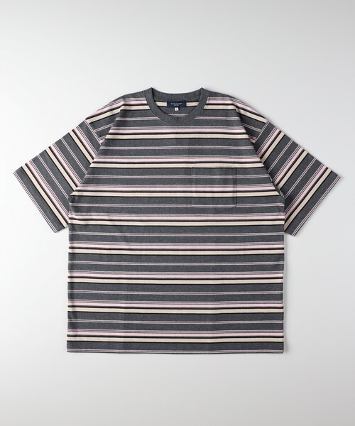 Right-on(ライトオン)の「マルチボーダークルーネックTシャツ(Tシャツ/カットソー・メンズ・チャコール/ブルー系7/ライトグレー系2・04/05)」の7枚目の写真
