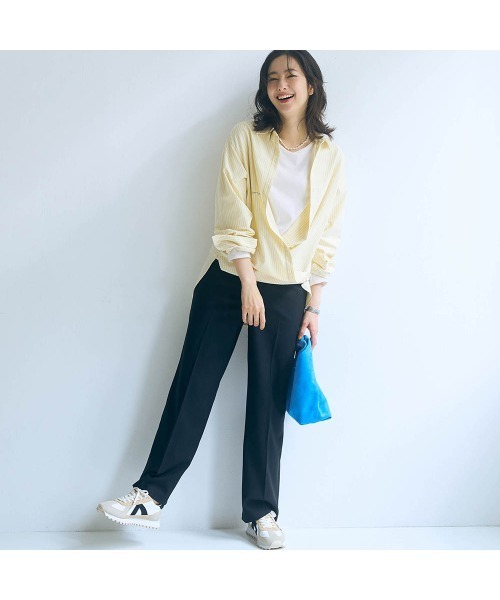 StyleNote(スタイルノート)の「重ね着に最適なシアークルーネックカットソー(Tシャツ/カットソー・レディース・オフホワイト/ブラック/チャコール/グレイッシュベージュ/ワイン/カーキ・M/3L/LL/L/S)」の17枚目の写真