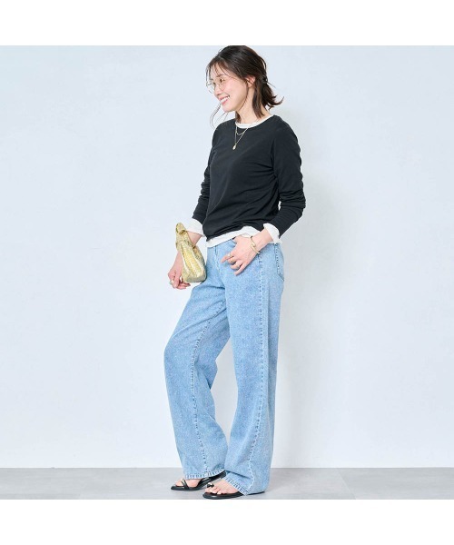 StyleNote(スタイルノート)の「重ね着に最適なシアークルーネックカットソー(Tシャツ/カットソー・レディース・オフホワイト/ブラック/チャコール/グレイッシュベージュ/ワイン/カーキ・M/3L/LL/L/S)」の20枚目の写真