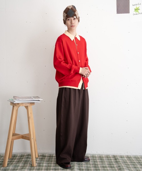 bashful base Oriental(バッシュフルベースオリエンタル)の「【bbO】バイカラーニットポロカーディガン(ニット/セーター・メンズ・ブラック/チャコールグレー/レッド/ブラウン・LARGE/MEDIUM)」の22枚目の写真