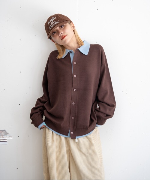 bashful base Oriental(バッシュフルベースオリエンタル)の「【bbO】バイカラーニットポロカーディガン(ニット/セーター・メンズ・ブラック/チャコールグレー/レッド/ブラウン・LARGE/MEDIUM)」の17枚目の写真