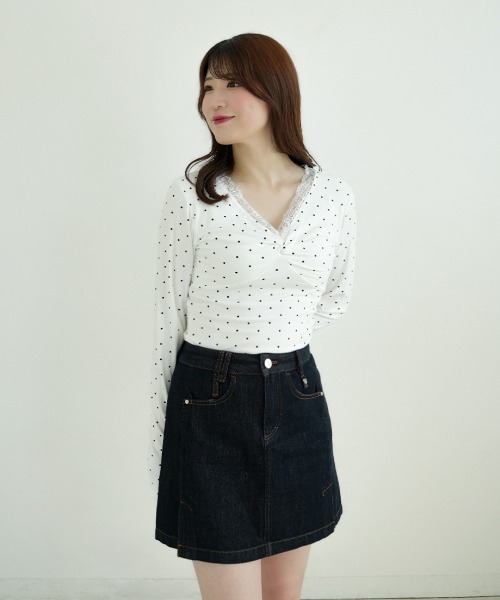 Nulli（ヌリ）の「ダブルサイドスリットスカート（デニムスカート・レディース・ダークインディゴブルー・LARGE/MEDIUM/SMALL）」の3枚目の写真