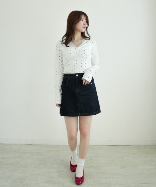 Nulli（ヌリ）の「ダブルサイドスリットスカート（デニムスカート・レディース・ダークインディゴブルー・LARGE/MEDIUM/SMALL）」の4枚目の写真