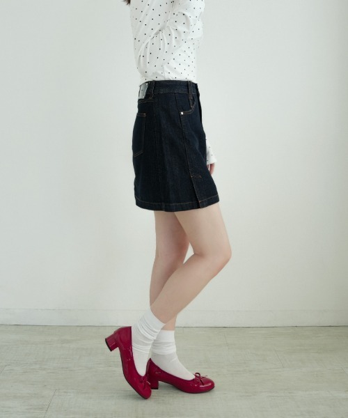 Nulli（ヌリ）の「ダブルサイドスリットスカート（デニムスカート・レディース・ダークインディゴブルー・LARGE/MEDIUM/SMALL）」の12枚目の写真
