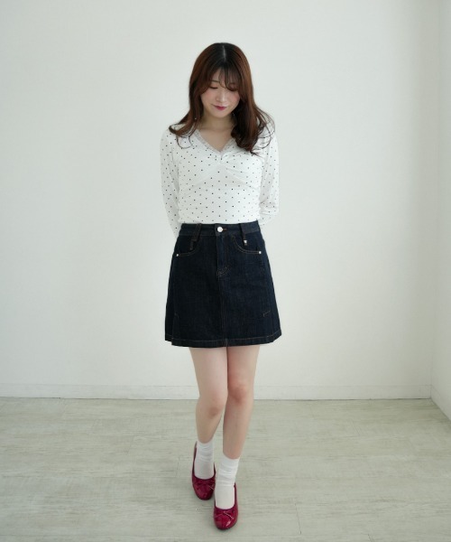 Nulli（ヌリ）の「ダブルサイドスリットスカート（デニムスカート・レディース・ダークインディゴブルー・LARGE/MEDIUM/SMALL）」の14枚目の写真
