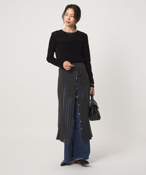 green label relaxing(グリーンレーベルリラクシング)の「【別注】<tyn.TGOR>パネル ニット スカート(スカート・レディース・ダークグレー/ライトグレー・FREE)」の5枚目の写真