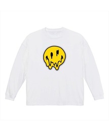 NOBOUND(ノーバウンド) 長袖Tシャツ メルティングフェイス イラスト プリント ビッグシルエット 5.6オンス ビッグTシャツ メンズ レディース ユニセックス ストリート