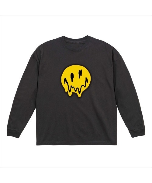 NOBOUND（ノーバウンド）の「NOBOUND（ノーバウンド） 長袖Tシャツ メルティングフェイス イラスト プリント ビッグシルエット 5.6オンス ビッグTシャツ メンズ レディース ユニセックス ストリート（Tシャツ/カットソー・メンズ・ブラック/ホワイト/スミクロ・XL/L/M/S）」の3枚目の写真