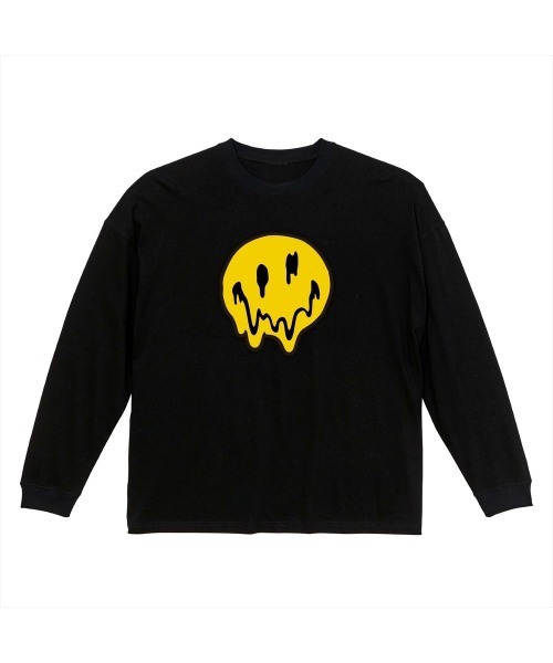 NOBOUND（ノーバウンド）の「NOBOUND（ノーバウンド） 長袖Tシャツ メルティングフェイス イラスト プリント ビッグシルエット 5.6オンス ビッグTシャツ メンズ レディース ユニセックス ストリート（Tシャツ/カットソー・メンズ・ブラック/ホワイト/スミクロ・XL/L/M/S）」の2枚目の写真