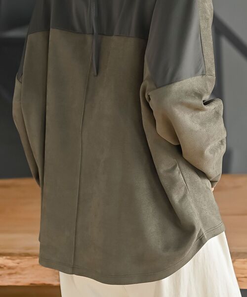 rps(アールピーエス)の「BACKZIPスエードポンチ配色プルオーバー(その他トップス・レディース・カーキ/ブラック/チャコールグレー・フリー)」の14枚目の写真