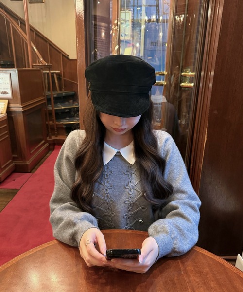 mellowneon(メロウネオン)の「2wayサテンシャツレイヤードナポレオンニットワンピース(ワンピース・レディース・アイボリー/グレー/ブラウン・FREE)」の8枚目の写真
