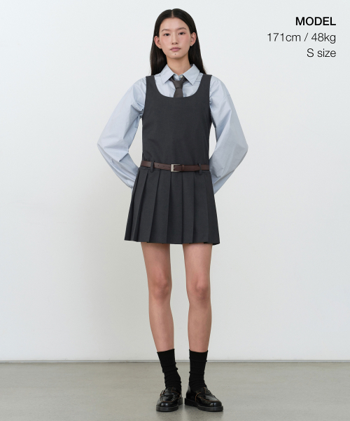 MUSINSA STANDARD WOMAN（ムシンサスタンダードウーマン）の「ウィメンズプリーツミニドレス[グレー]（ワンピース・レディース・その他・LARGE/X-SMALL/S/M）」の2枚目の写真