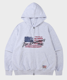2WAY USA FLAG オーバーサイズジップアップパーカー (JR5TZU072MW)