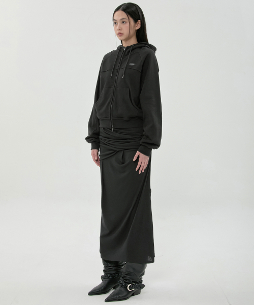 FLAREUP(フレアアップ)の「コンストラクテッドジップフーディー (FL-056_Black)(パーカー・レディース・ブラック・1/2)」の6枚目の写真