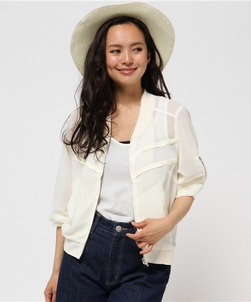 VENCEEXCHANGE(ヴァンスエクスチェンジ)の「シフォンMA-1 (MA-1・レディース・オフホワイト/ネイビー/ダークオリーブ・MEDIUM)」の1枚目の写真