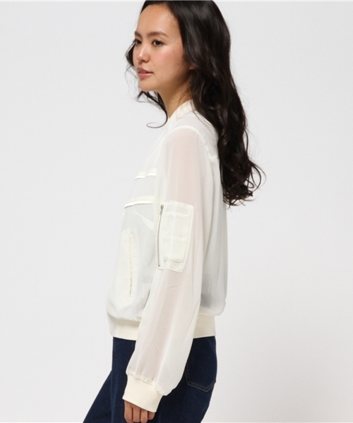 VENCEEXCHANGE(ヴァンスエクスチェンジ)の「シフォンMA-1 (MA-1・レディース・オフホワイト/ネイビー/ダークオリーブ・MEDIUM)」の5枚目の写真