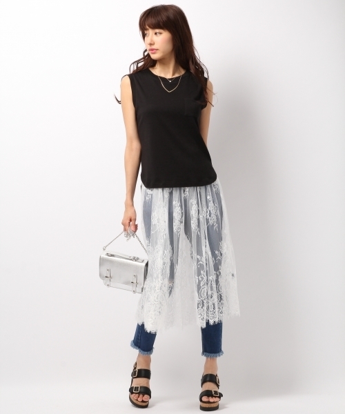 Heather（ヘザー）の「【冷感機能素材】ノースリポケTEE  724169（Tシャツ/カットソー・レディース・ホワイト/グレー/オレンジ系その他/ブラック・FREE）」の14枚目の写真